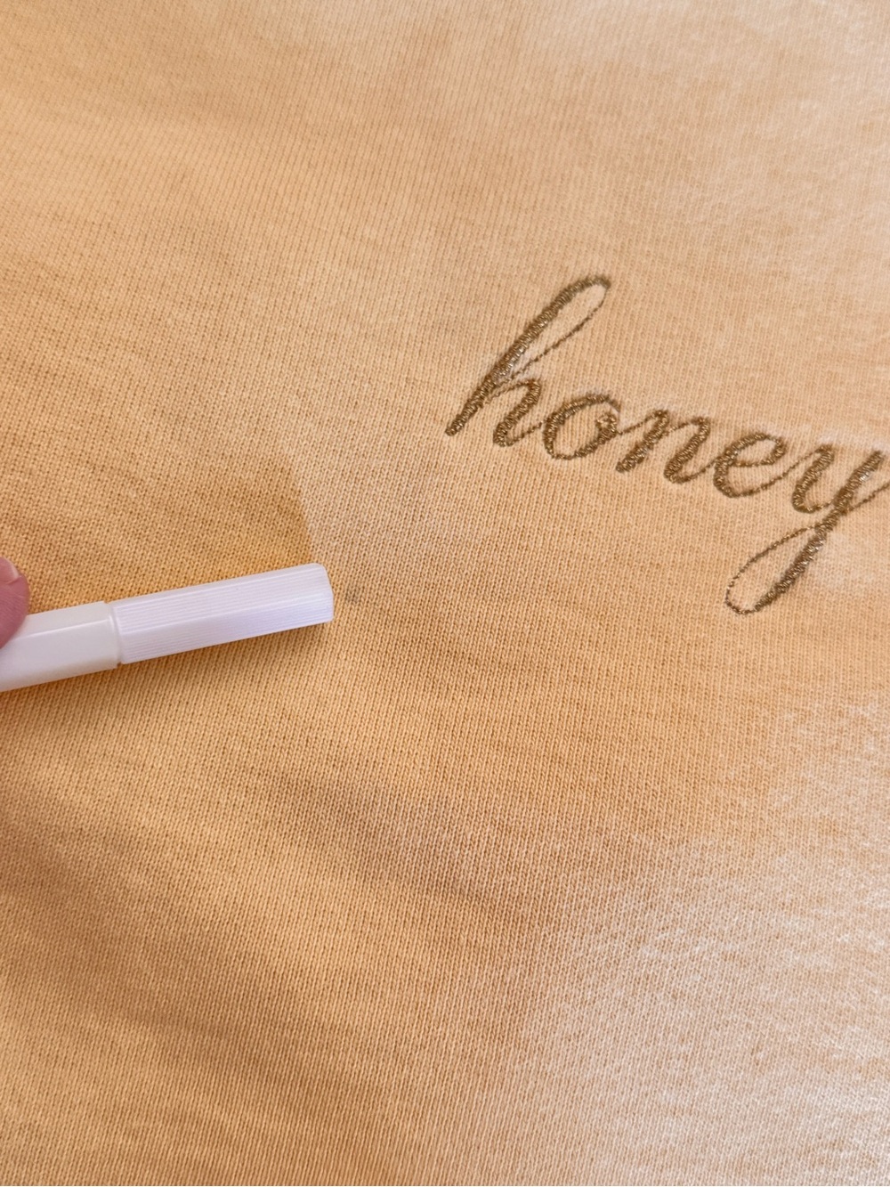 Brandy Melville Honey Embroidered Yellow Crewneck Sweatshirt. - Picture 4 of 9